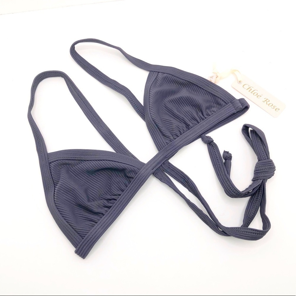 𝅺Chloe Rose Gray ribbed bikini top